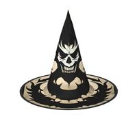 Nianyuer Halloween Witch Hat for Adults,Devil Satan Print Spooky Pointed Hat,Lightweight Party Costume Headwear