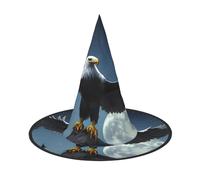 Nianyuer Halloween Witch Hat for Adults,Eagle under the stars Print Spooky Pointed Hat,Lightweight Party Costume Headwear