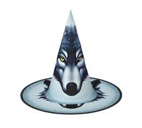 Nianyuer Halloween Witch Hat for Adults,Fierce wolf head Print Spooky Pointed Hat,Lightweight Party Costume Headwear