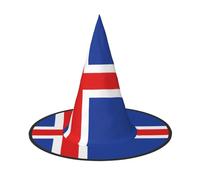 Nianyuer Halloween Witch Hat for Adults,Flag of Iceland Print Spooky Pointed Hat,Lightweight Party Costume Headwear