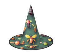 Nianyuer Halloween Witch Hat for Adults,Insect Atlas Print Spooky Pointed Hat,Lightweight Party Costume Headwear