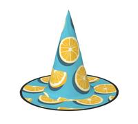 Nianyuer Halloween Witch Hat for Adults,Lemon wedges Print Spooky Pointed Hat,Lightweight Party Costume Headwear