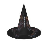 Nianyuer Halloween Witch Hat for Adults,Mystery Butterfly Print Spooky Pointed Hat,Lightweight Party Costume Headwear