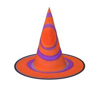 Nianyuer Halloween Witch Hat for Adults,Orange circle centre Print Spooky Pointed Hat,Lightweight Party Costume Headwear