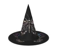 Nianyuer Halloween Witch Hat for Adults,Science Butterfly Print Spooky Pointed Hat,Lightweight Party Costume Headwear