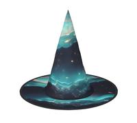 Nianyuer Halloween Witch Hat for Adults,Science Fiction Stars Print Spooky Pointed Hat,Lightweight Party Costume Headwear