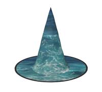 Nianyuer Halloween Witch Hat for Adults,The Deep Ocean Print Spooky Pointed Hat,Lightweight Party Costume Headwear