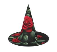 Nianyuer Halloween Witch Hat for Adults,Vitality Rose Print Spooky Pointed Hat,Lightweight Party Costume Headwear
