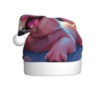 Nianyuer Happy Piggy Fireworks Print Christmas Hat Santa Hat Fun Party Headwear, Soft Plush for Family Holiday