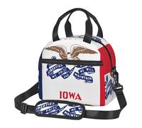 Nianyuer Insulated Cooler Bag 6 Litre Iowa State Flag Print Lunch Bag, Reusable Snack Tote with Strap for Work Picnic,Thermal Meal Prep Lunch Box