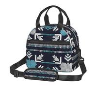 Nianyuer Insulated Cooler Bag 6 Litre Snowflake Knit Pattern Print Lunch Bag, Reusable Snack Tote with Strap for Work Picnic,Thermal Meal Prep Lunch Box