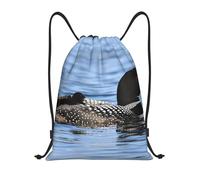 Nianyuer Loon Birds Print Drawstring Backpack Gym Bag Lightweight Sport Sackpack Foldable Gym Sack S