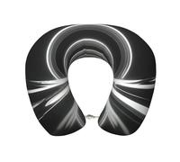 Nianyuer Memory Foam Travel Neck Pillow 3d Glowing Lines Print U Shaped Cushion with Washable Cover, Soft Support for Airplane Flight Car Office