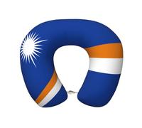 Nianyuer Memory Foam Travel Neck Pillow Marshall Islands flag Print U Shaped Cushion with Washable Cover, Soft Support for Airplane Flight Car Office