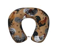 Nianyuer Memory Foam Travel Neck Pillow Shine Rooster Print U Shaped Cushion with Washable Cover, Soft Support for Airplane Flight Car Office