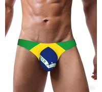Nianyuer Men's Underwear Brazilian flag Print Bikini Briefs 4-Way Stretch Underpants 3D Pouch Low Rise Slips L Black