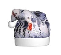 Nianyuer Paris City Tree Eiffel Tower Art Print Christmas Hat Santa Hat Fun Party Headwear, Soft Plush for Family Holiday