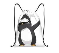 Nianyuer penguin dabbing Print Drawstring Backpack Gym Bag Lightweight Sport Sackpack Foldable Gym Sack M