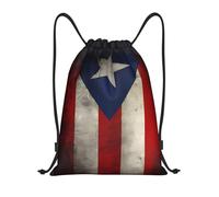Nianyuer Puerto Rico Flag Print Drawstring Backpack Gym Bag Lightweight Sport Sackpack Foldable Gym Sack S