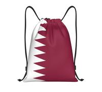 Nianyuer Qatar flag Print Drawstring Backpack Gym Bag Lightweight Sport Sackpack Foldable Gym Sack M