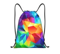Nianyuer Rainbow Geometric Print Drawstring Backpack Gym Bag Lightweight Sport Sackpack Foldable Gym Sack S