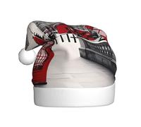 Nianyuer Red Phone Booth London Street Print Christmas Hat Santa Hat Fun Party Headwear, Soft Plush for Family Holiday