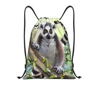 Nianyuer Ringtailed Lemur Print Drawstring Backpack Gym Bag Lightweight Sport Sackpack Foldable Gym Sack M