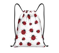 Nianyuer Seven Star Ladybird Print Drawstring Backpack Gym Bag Lightweight Sport Sackpack Foldable Gym Sack S