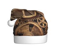 Nianyuer Steampunk Gears Cogs Print Christmas Hat Santa Hat Fun Party Headwear, Soft Plush for Family Holiday