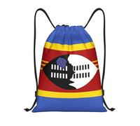 Nianyuer Swaziland flag Print Drawstring Backpack Gym Bag Lightweight Sport Sackpack Foldable Gym Sack M