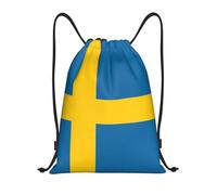 Nianyuer Swedish flag Print Drawstring Backpack Gym Bag Lightweight Sport Sackpack Foldable Gym Sack S