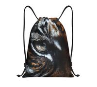 Nianyuer Tiger's Intense Gaze Print Drawstring Backpack Gym Bag Lightweight Sport Sackpack Foldable Gym Sack M