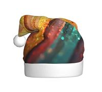 Nianyuer Vibrant Rainbow Stripe Print Christmas Hat Santa Hat Fun Party Headwear, Soft Plush for Family Holiday