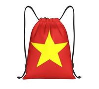 Nianyuer Vietnamese flag Print Drawstring Backpack Gym Bag Lightweight Sport Sackpack Foldable Gym Sack S