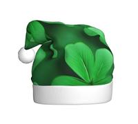 Nianyuer Vivid lucky clover Print Christmas Hat Santa Hat Fun Party Headwear, Soft Plush for Family Holiday