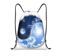 Nianyuer Yin Yang Sky Print Drawstring Backpack Gym Bag Lightweight Sport Sackpack Foldable Gym Sack M