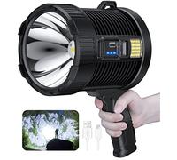 NiaoChao Rechargeable Spotlight, 990000 Lumens LED Spot Light, Handheld Large Flashlight, Super Bright Outdoor Solar Searchlight with COB Light, 6 Modes, IPX5 Waterproof