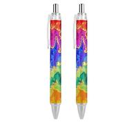 Niapessel Black Pens Ballpoint Pen Ball Point Pen Smooth Writing Gel Pens Retractable 0.5 Fine Point for School Office Rainbow Marble Abstract Pattern 2 PCS