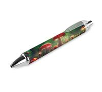 Niapessel Black Pens Ballpoint Pen Ball Point Pen Smooth Writing Gel Pens Retractable 0.5 Fine Point for School Office Mushrooms Magic Forest Pattern 1 PCS