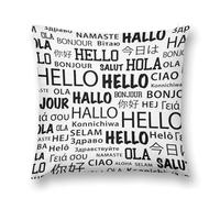 Niapessel Couch Pillow Covers, 24 "x24 Pillow Cover, Throw Pillow Case, Hello in Different Languages Print Square Decorative Soft Plush Pillow Covers for Couch and Bed