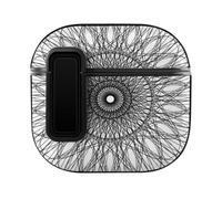 Niapessel for AirPods 4 Case, Aesthetic Black White Circular Print Compatible with Apple Airpods 4th Generation Case for Women Men, PC Hard Shell Full Protective Case Cover