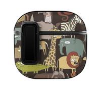 Niapessel for AirPods 4 Case, African Animals Doodle Print Compatible with Apple Airpods 4th Generation Case for Women Men, PC Hard Shell Full Protective Case Cover