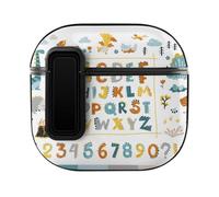 Niapessel for AirPods 4 Case, Alphabet and Numbers Dino Print Compatible with Apple Airpods 4th Generation Case for Women Men, PC Hard Shell Full Protective Case Cover