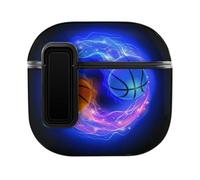 Niapessel for AirPods 4 Case, Basketball Flames Lights Print Compatible with Apple Airpods 4th Generation Case for Women Men, PC Hard Shell Full Protective Case Cover