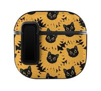 Niapessel for AirPods 4 Case, Black Cat Sunflowers Print Compatible with Apple Airpods 4th Generation Case for Women Men, PC Hard Shell Full Protective Case Cover