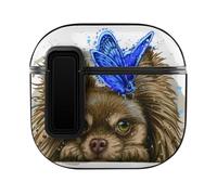 Niapessel for AirPods 4 Case, Chihuahua Dog Butterfly Print Compatible with Apple Airpods 4th Generation Case for Women Men, PC Hard Shell Full Protective Case Cover