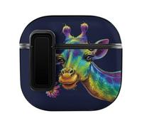 Niapessel for AirPods 4 Case, Colorful Cute Giraffe Flower Print Compatible with Apple Airpods 4th Generation Case for Women Men, PC Hard Shell Full Protective Case Cover