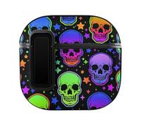 Niapessel for AirPods 4 Case, Colorful Human Skulls Print Compatible with Apple Airpods 4th Generation Case for Women Men, PC Hard Shell Full Protective Case Cover