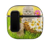 Niapessel for AirPods 4 Case, Cute Kittens in A Basket Print Compatible with Apple Airpods 4th Generation Case for Women Men, PC Hard Shell Full Protective Case Cover