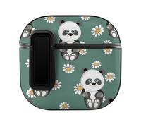 Niapessel for AirPods 4 Case, Cute Panda Floral Print Compatible with Apple Airpods 4th Generation Case for Women Men, PC Hard Shell Full Protective Case Cover